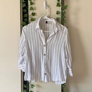 Black and White Striped Button Down